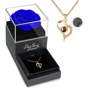 WILDLOVE Valentines Day Gifts for Her, Preserved Real Rose with I Love You